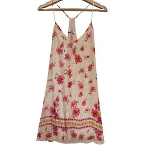 Lavender Brown Silky Tan Pink Floral Cami Tank Slip Mini Dress Womens Summer